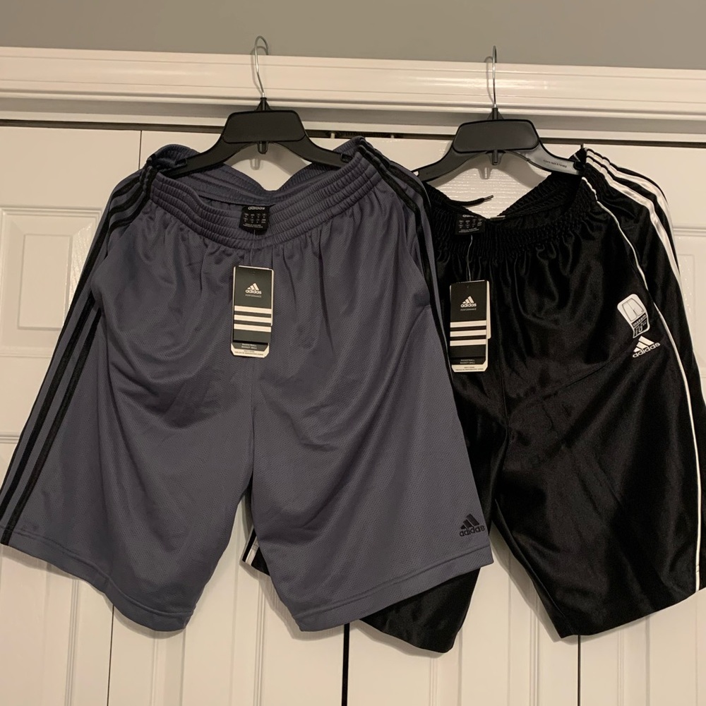 TWO PAIR OF ADIDAS BASKETBALL SHORTS MENS SIZE MEDIUM